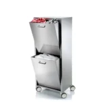 Panier à linge en acier inoxydable avec 2 compartiments à basculement, sur roues, tango Don Hierro