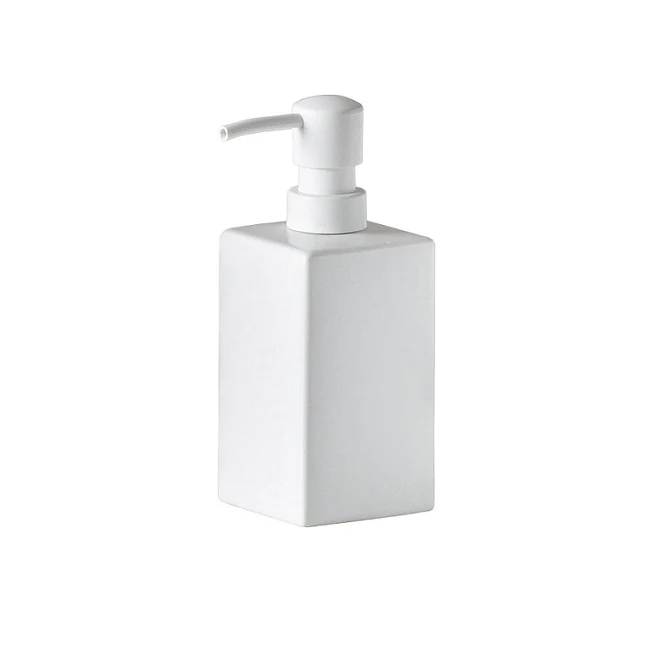Distributeur de savon carré en céramique de 414 ml blanc mat Vendos85