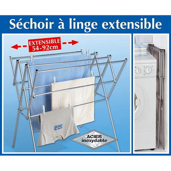 Séchoir à linge extensible en acier inoxydable Wenko by Maximex
