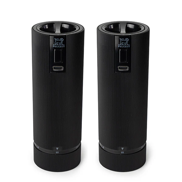 Coffret duo de moulins à poivre et à sel électriques Line noir mat 15 cm Peugeot
