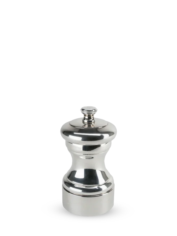 Mignonnette Moulin à sel manuel en métal argenté 10 cm. Peugeot