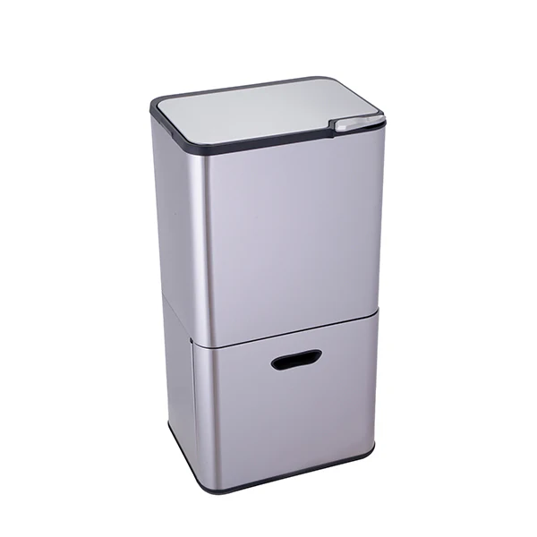 Poubelle de cuisine 3 bacs de tri sélectif 63 L inox Mathon