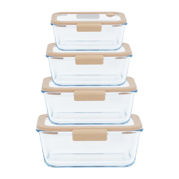 4 boîtes de conservation sous vide 460 ml, 800 ml, 1200 ml et 1900 ml et pompe sous vide Pebbly